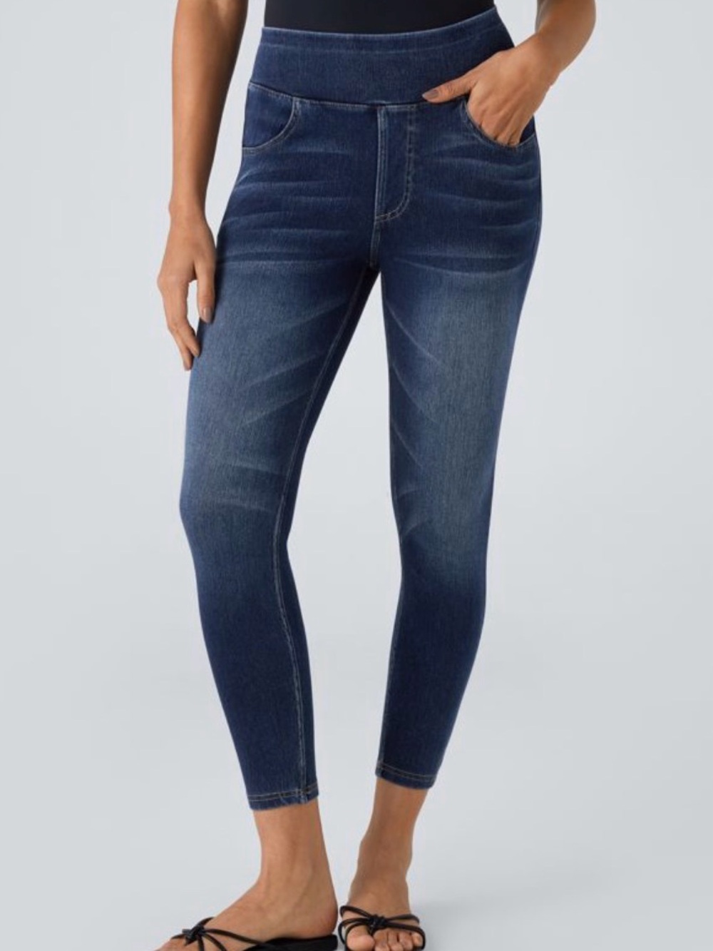 Halara Flex™ High Waisted Pockets Denim Casual Leggings 7/8 - Picture 4 of 7